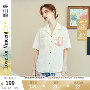 兩三事梵高文藝 窗外來(lái)物 2025夏季新款復(fù)古印花口袋翻領(lǐng)襯衫女 米杏色-y S