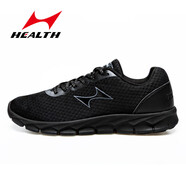 海爾斯（HEALTH）男款透氣減震輕便跑鞋新款運(yùn)動(dòng)休閑鞋 黑色 37