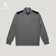 哈吉斯（HAZZYS）男裝 2025秋季新款拉鏈半開襟棉/毛混紡針織羊毛衫男ABYZD0CCDD4 深灰色DE L （175/96A 48）