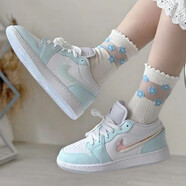 NIKE耐克aj1板鞋男女情侶夏秋季新款低幫舒適防滑耐磨籃球鞋子女鞋 HJ3481-491白藍（GS款） 35.5