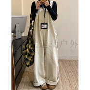 杏色抱嬰袋褲女2025新款夏薄款小個子工裝設(shè)計感口袋休閑 寬褲 米白色【簡約時尚】 S