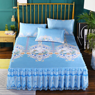 儷之影 床裙 韓式公主風(fēng)蕾絲花邊冰絲床罩裙1.5米1.8米可水洗床墊保護罩 歐美風(fēng)情情恒 1.2米床兩件套 200cm*120cm