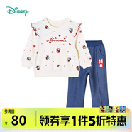 迪士尼寶寶（Disney Baby）童裝男童女童套裝潮酷米奇米妮衛(wèi)衣套裝兒童外出服 杏色T1211 5歲/身高120cm