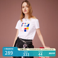 FILA斐樂官方女裝短袖T恤女夏季舒適經(jīng)典針織短袖小熊t上衣潮流時尚 標準白-F11W118151F L （170/88A/L）