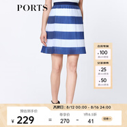 PORTS寶姿 春夏新品女裝條紋拼色風(fēng)琴褶半身短裙SA8S016GFO003 藍(lán)白條 S (4)