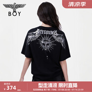 BOY LONDON【暗黑羅盤】夏情侶款短袖權杖印花炸街潮牌T恤N01906 黑印銀N01906 經(jīng)典升級款 S