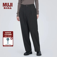 無(wú)印良品（MUJI）女式 彈力起毛 抽褶褲 休閑西褲長(zhǎng)褲子春秋款 BE1P0C3A 深棕色 S (155/62A)