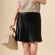 衣本適悠醋酸緞面半身裙修身顯瘦女夏季簡(jiǎn)約高質(zhì)魚(yú)尾中長(cháng)裙光澤垂順感氣質(zhì) 黑色 進(jìn)口醋酸短裙 XS