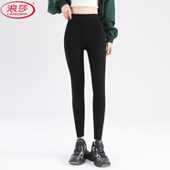 浪莎（LangSha）純棉打底褲女外穿春秋季薄款秋褲彈力大碼緊身顯瘦九分褲打底褲女 黑色裝 1條 M 【80-100斤】
