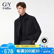 金利來(lái)GY服飾單夾克男翻領(lǐng)單茄克時(shí)尚休閑男士上衣外套 黑色 L00 