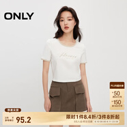 ONLY夏季潮流撞色水鉆印花圓領(lǐng)修身短款T恤女|124201123 S00 白色 M (165) 84A