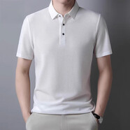 皮爾卡丹冰絲POLO衫男2025夏季新款翻領(lǐng)短袖T恤中年男士商務(wù)休閑薄款上衣 A888白色-  2XL 150-170斤