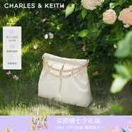 CHARLES&KEITH子母鏈條大容量流浪包托特包單肩斜挎包女包七夕禮物CK2-40671449 Cream奶白色 L