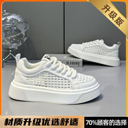 喬丹格蘭（JOEDONGOLAN）喬丹新款鏤空小白鞋男2025年夏季新款透氣網(wǎng)面低幫休閑鞋軟底舒適系帶板鞋百搭休閑 材質(zhì)升級款-白色 39