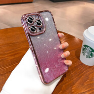 索利奧適用蘋果16Promax手機殼閃鉆自帶鏡頭膜iPhone15全包圍防摔散熱14Pro硅膠保護套高級感女款軟外殼 【櫻花粉+波浪閃粉卡】邊框鑲鉆-帶閃粉鏡頭膜 蘋果16Pro