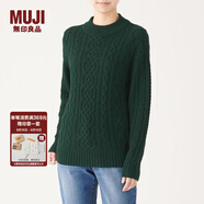 無(wú)印良品 MUJI 女式 阿蘭圖案 高領(lǐng)毛衣 長(cháng)袖針織衫女款冬季W(wǎng)9AA874 綠色 M (160/84A)