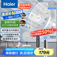 海爾（Haier）電風扇家用七葉搖頭京東自營大風量電扇輕音節(jié)能桌面小風扇臺式柔風遙控定時落地扇  HFS-Y3546B