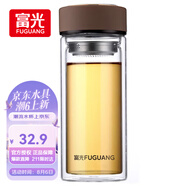 富光 男女士雙層玻璃杯 高硼硅玻璃304茶隔水杯子 帶茶隔泡茶杯500ml