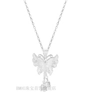BMOI老鳳凰999純銀足銀蝴蝶吊墜花絲流蘇設計鎖骨鏈項鏈波西米亞可愛(ài) 蝴蝶【飛躍】吊墜+送00鏈子 18.528克【精品實(shí)心】手慢無(wú)