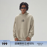 CHINISMCH字母印花連帽衛(wèi)衣男潮牌美式寬松上衣重磅情侶帽衫 米咖色 XXL（推薦 170-200斤）