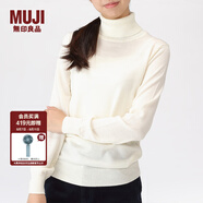 無印良品 MUJI 女式 天竺 高領(lǐng)毛衣 W8AA871 秋冬長袖針織衫 米白色 M