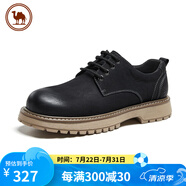 駱駝牌男鞋休閑牛皮英倫風(fēng)工裝鞋耐磨低幫馬丁靴 P15A201022 黑色 41