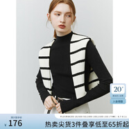 范思藍(lán)恩22FS4132半高領(lǐng)打底衫女秋冬修身內(nèi)搭疊穿長袖針織衫上衣 黑色 M