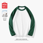 名創(chuàng)優(yōu)品（MINISO）插肩長(zhǎng)袖t恤男春秋季2025新款ins風(fēng)打底衫撞色潮流運(yùn)動(dòng)休閑風(fēng)體恤 綠色(純色) L /175 (名創(chuàng)優(yōu)品 品控嚴(yán)格)