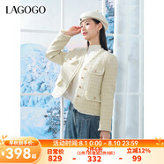 lagogoV領(lǐng)層次感羽絨服女拉谷谷2024年冬季新款小香風(fēng)氣質(zhì)短外套 米黃色 M