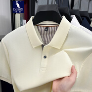 袋鼠純棉短袖T恤男夏季新品純色翻領(lǐng)體恤衫新款半袖t恤休閑POLO領(lǐng)男裝 GR3308米白色 均碼