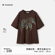播減齡印花圓領(lǐng)T恤女25夏季新款寬松休閑短袖上衣DDS2YD5925 G20甘石 S