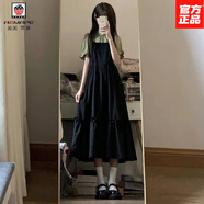 AEMAPE甜美學(xué)院風(fēng)新中式小眾假兩件拼接連衣裙女生夏季收腰顯瘦立領(lǐng)裙子 假兩件連衣裙 M