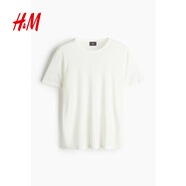 H&M男裝女裝T恤秋季休閑時尚簡約正肩圓領(lǐng)舒適情侶上衣短袖1241749 白色 XS 165/84