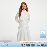 范思藍(lán)恩長(zhǎng)袖氣質(zhì)襯衫連衣裙女季新款荷葉邊大擺長(zhǎng)裙13358 白色 S