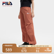 FILA 韓素希同款|斐樂(lè )官方女裝小狐貍梭織長(cháng)褲2025夏季新款時(shí)尚收口褲 細豆沙紅-RD XL 175/74A/XL