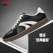 安踏運動(dòng)板鞋男2025秋冬季新款透氣純黑色男鞋皮面防水運動(dòng)鞋休閑鞋男 【德訓鞋潮流百搭】基礎黑/白-2 41