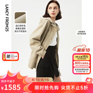 朗姿【尖貨補單】可拆連帽卡其色羊毛風(fēng)衣大衣女新款法式工裝風(fēng)外套 卡其綠色 2XL 175/92A