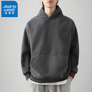 真維斯衛衣男460G重磅連帽秋冬款加絨純色寬松運動(dòng)套頭帽衫長(cháng)袖外套男款 深灰色 【460G重磅雙面布面料】 3XL  (適合170-190斤穿)偏寬松版型