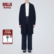 無印良品（MUJI）女式 羊毛混紡牦牛絨 長開衫 長袖針織衫 毛衣女裝上衣 BA1OEA3A 藏青色 S(155/80A)