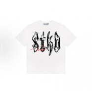 ST&SATSTK SMALL TOWN KID 美式嘻哈復(fù)古字母印花寬松圓領(lǐng)短袖T恤 白色 【 260克純棉】 S