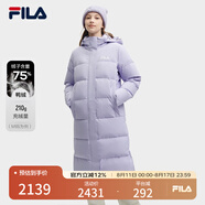 FILA 斐護科技|斐樂(lè )女裝長(cháng)款羽絨服冬季休閑簡(jiǎn)約連帽保暖羽絨外套 薰衣草淺紫-PU 170/88A/L