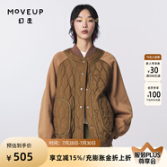 幻走（MOVEUP）2023冬季新款.FUN系列撞布口袋繡花設(shè)計(jì)師中長(zhǎng)款外套女 咖啡 L