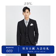 杰帝梵（J.D.V）男裝商務通勤戧駁領一?？壅b西裝結婚新郎西服伴郎服外套 黑色 L 180/96A