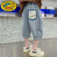 G.duck男童短褲夏季2026新款潮牌兒童薄款寬松潮流中大男童外穿牛仔短褲 TH917藍色 120 cm