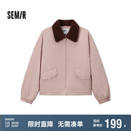 森馬（Semir）外套女oversize插肩袖仿羊羔毛毛領(lǐng)冬季2024夾棉夾克109724108016