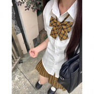 SKYHEART制服套裝正版春秋日系格子裙短裙校供感百褶裙半身裙 精品向日葵39+領(lǐng)結(jié)+收腰短袖 XS 【體重65-75斤】