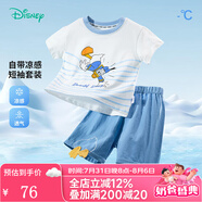 迪士尼寶寶（Disney Baby）童裝男童短袖套裝唐老鴨卡通套裝舒適透氣24年夏新品 藍(lán)白 90