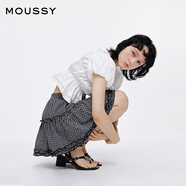 moussy 2025夏季新品甜美木耳邊格子蓬蓬裙半身裙女028ISA31-0008 025花紋黑色 均碼