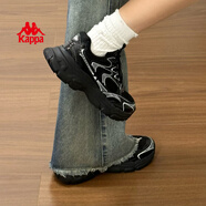 卡帕（Kappa）女鞋秋季網(wǎng)面運動鞋子女款網(wǎng)鞋增高老爹鞋休閑跑步鞋 黑色 36.5