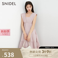 SNIDEL春夏款甜美方領(lǐng)露背高腰荷葉邊公主連衣裙SWFO232255 粉色 均碼 （F）